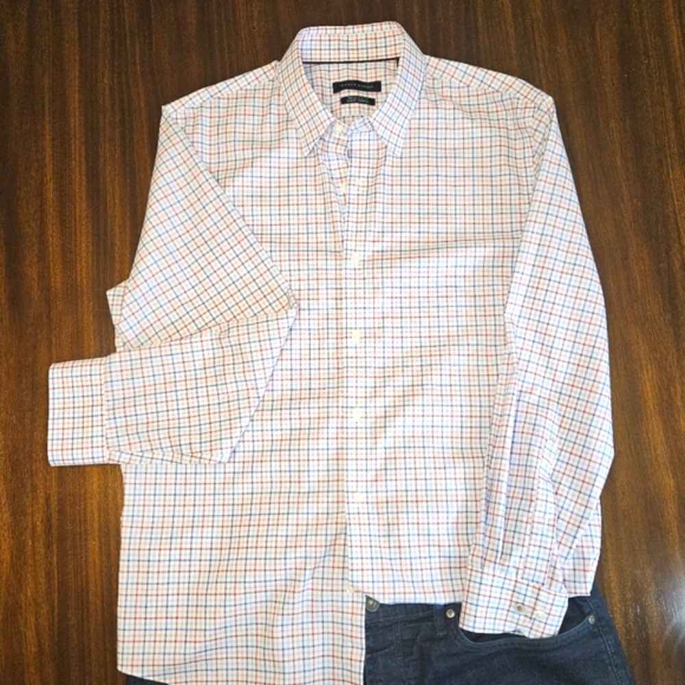 TOMMY HILFIGER L MENS DRESS SHIRT THflex Supima Slimfit Stretch